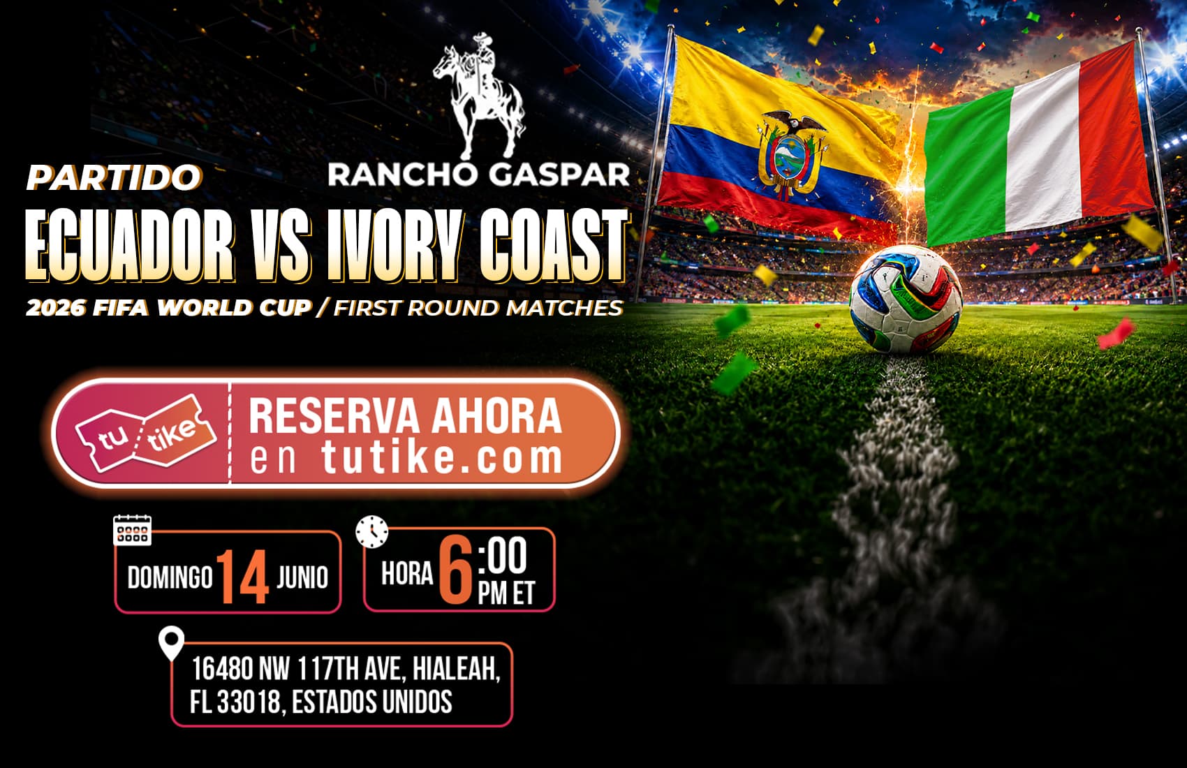 ECUADOR Vs IVORY COAST en Rancho Gaspar banner