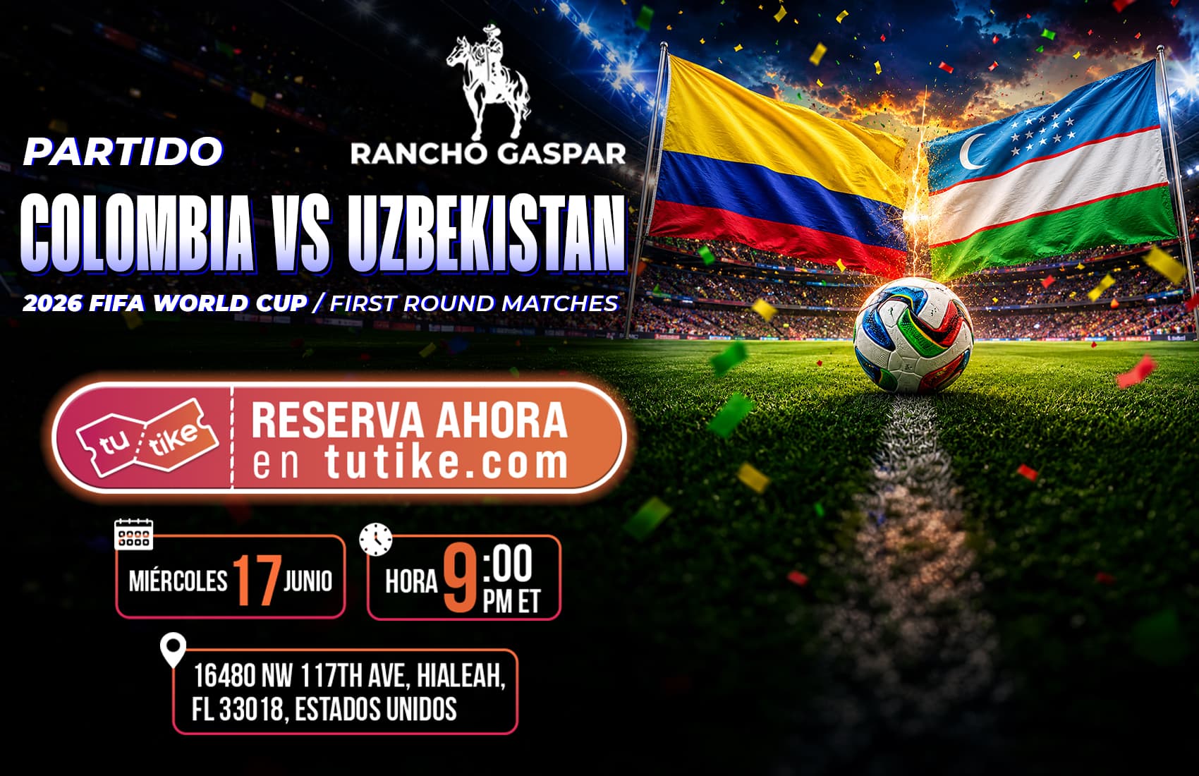 COLOMBIA Vs UZBEKISTAN en Rancho Gaspar banner
