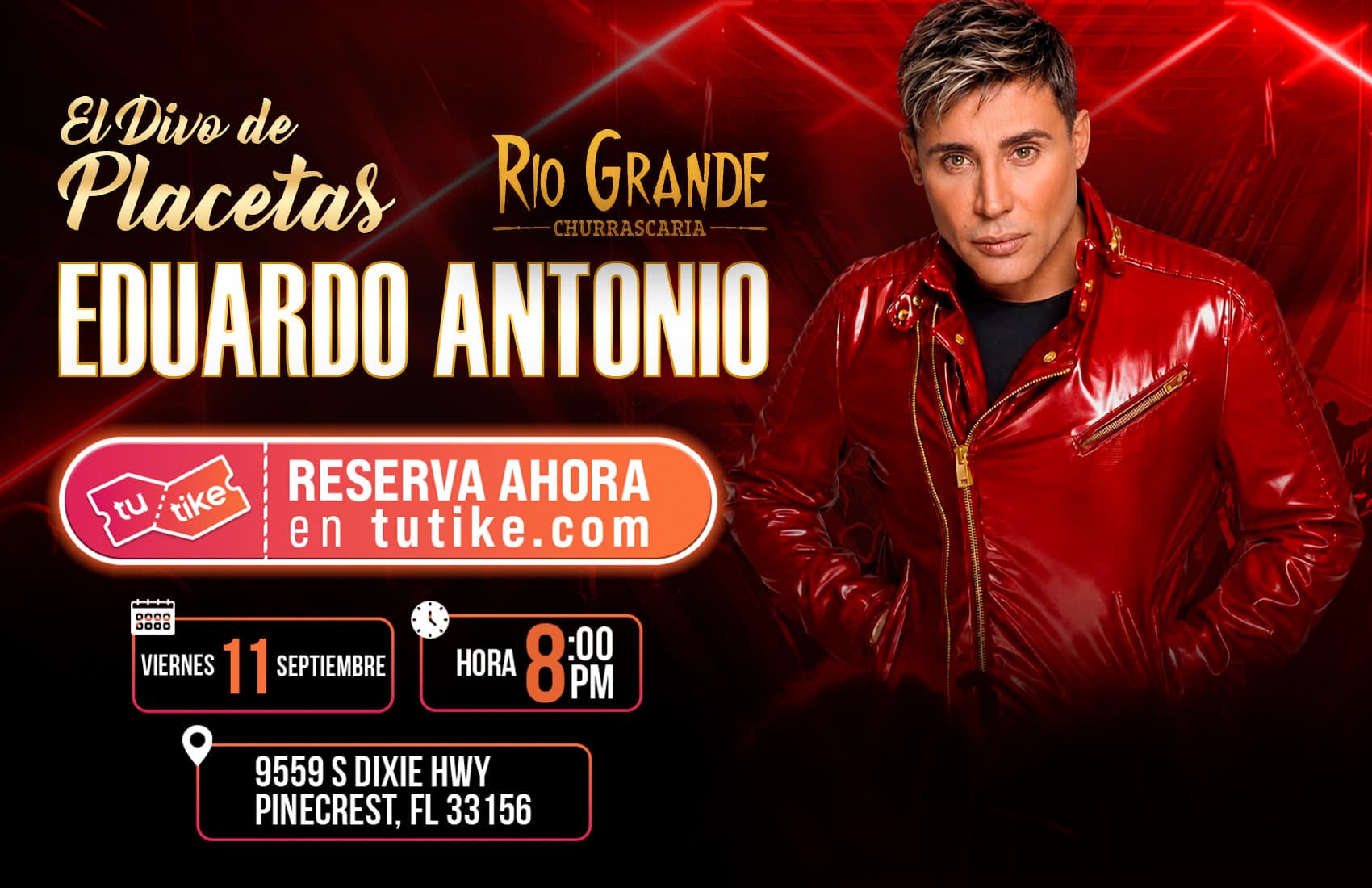 👑 Concierto de El DIVO DE PLACETAS en Pinecrest banner
