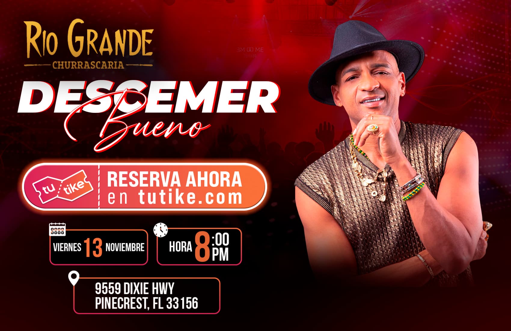 🎸 Noche única con Descemer Bueno en Pinecrest banner